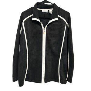 Drapers & Damons Womens Black White Full-Zip Jacket Contrast Trim Sz Large